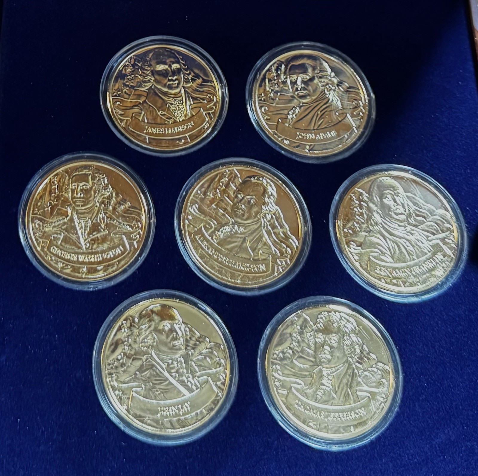 Franklin Mint Founding Fathers of America Medal Collection Set with Display Case