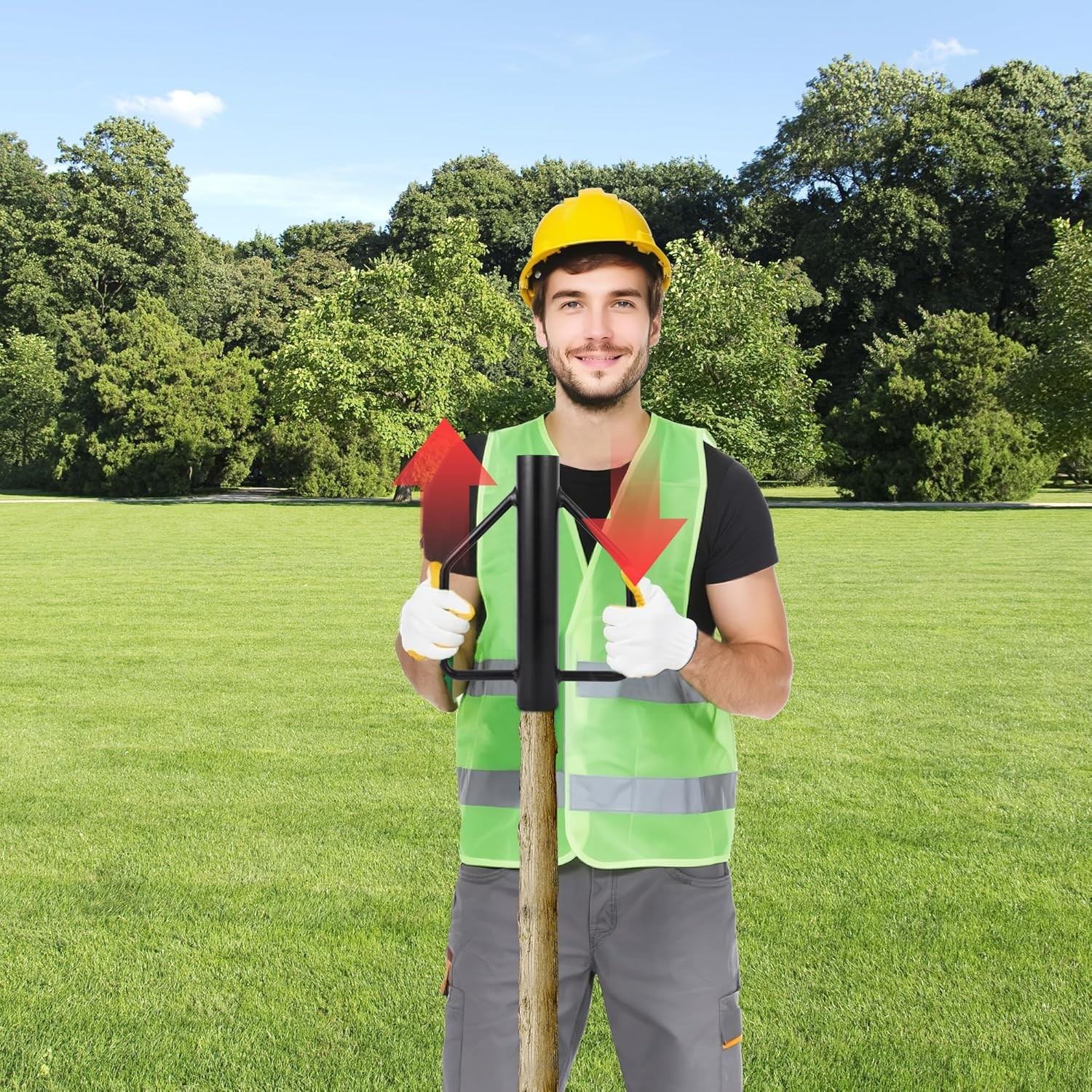 Heavy Duty Fence Post Driver w Handles Fits 2–6" Posts Steel T-Post Pounder