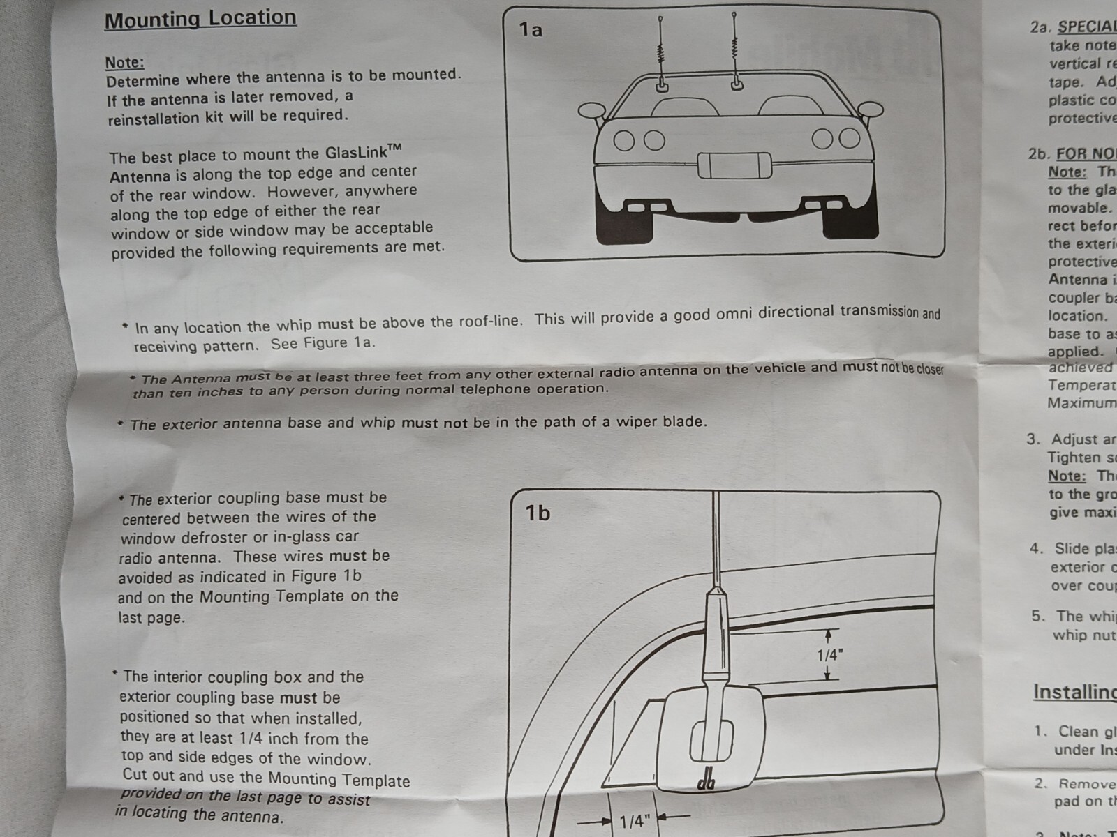 GlasLink Glass Mount Dual Band Cellular UHF Antenna NEW w/ All Mounting Hardware