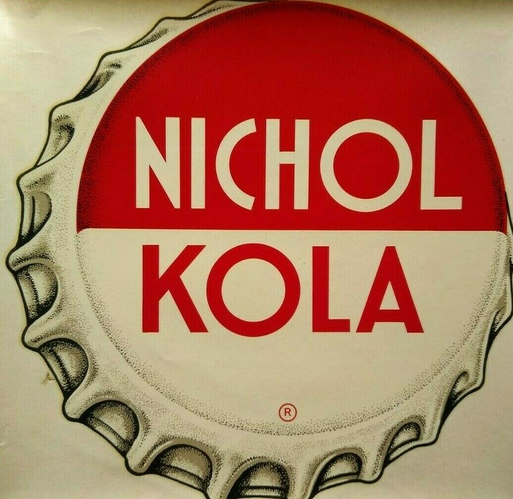Nichol Kola Soda Window Decal Sign 1940 Original Cola Bottle Cap NOS Original