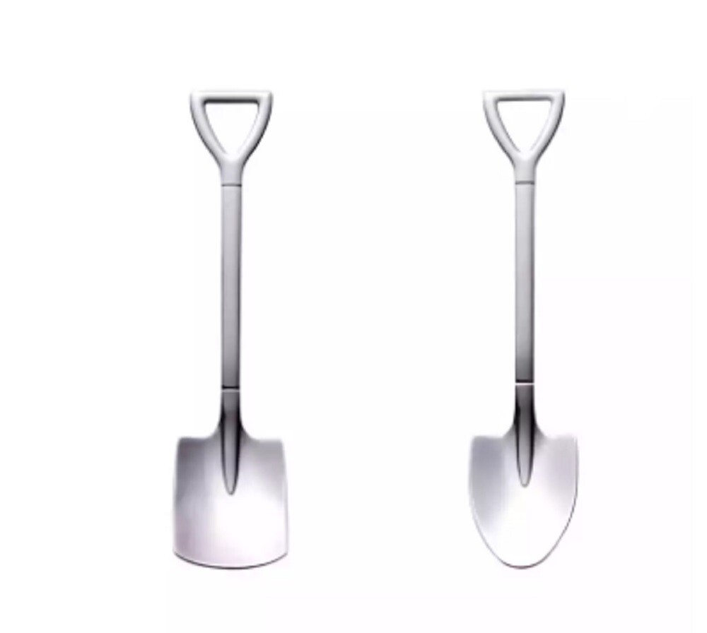 6 Pcs Stainless Steel Shovel Teaspoon Ice Cream Coffee Watermelon Dessert Spoon