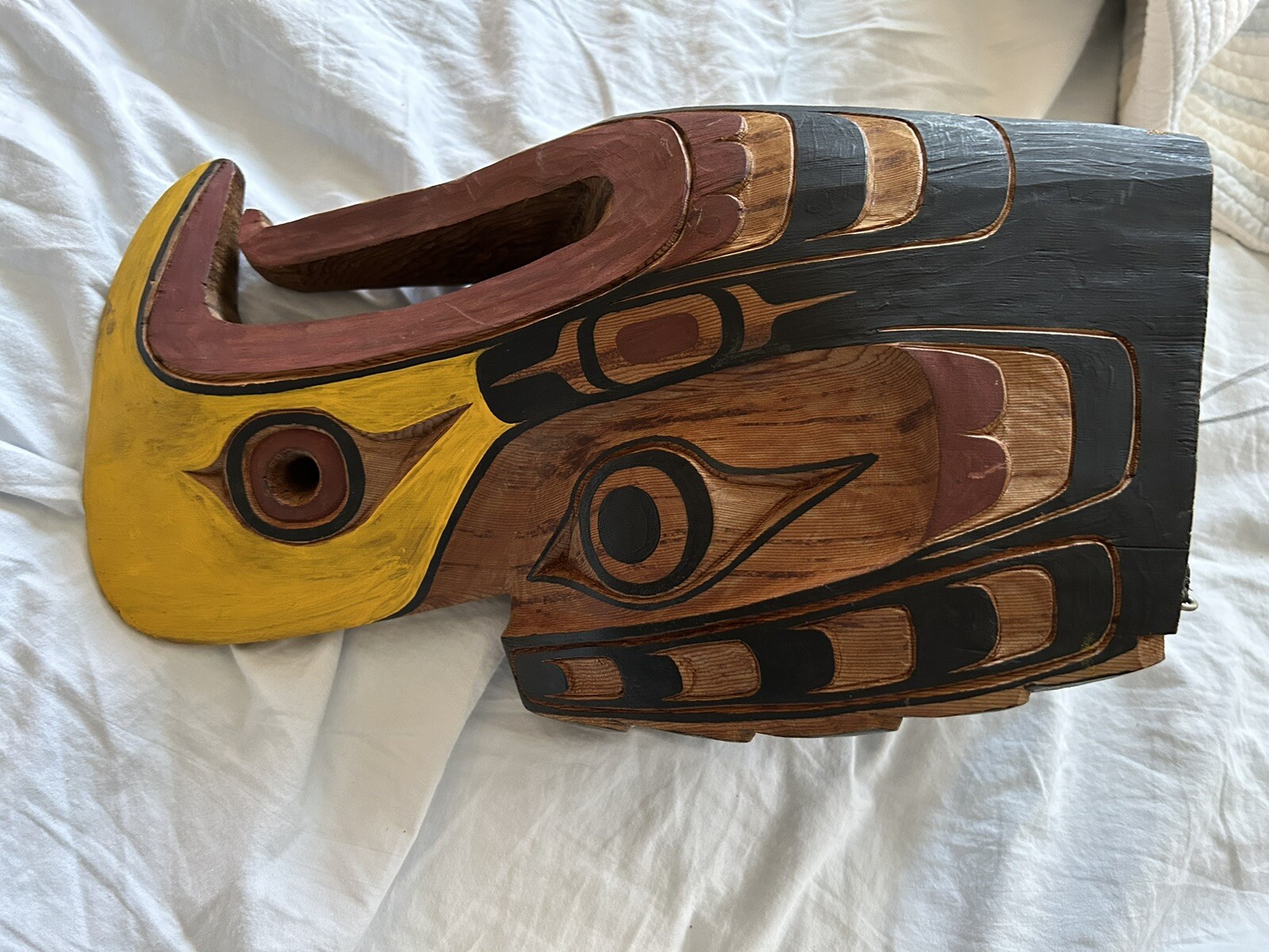 Northwest Coast Vtg Indian First Nation Cedar Headdress Mask Eagle Hand Carved