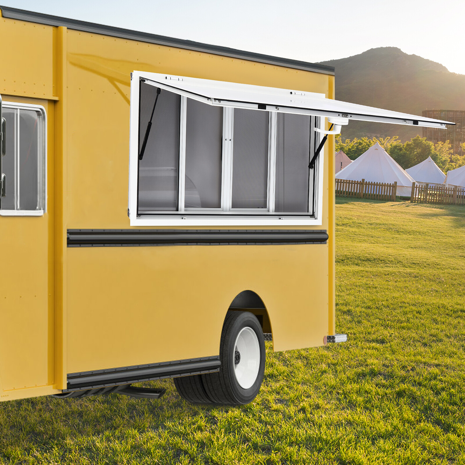 48"L x 30"W Concession Stand Serving Window Food Truck Service Awning w/ Hooks