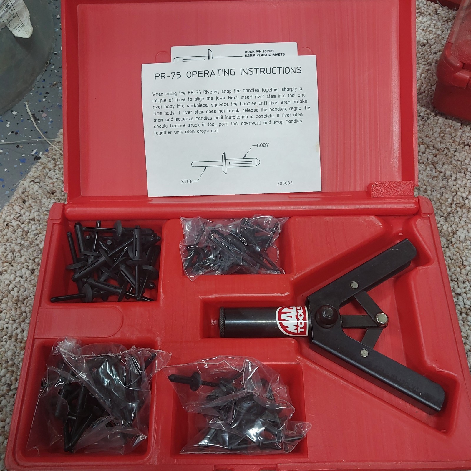 MAC Tools RG-75 Plastic Rivet Tool Kit - Preowned