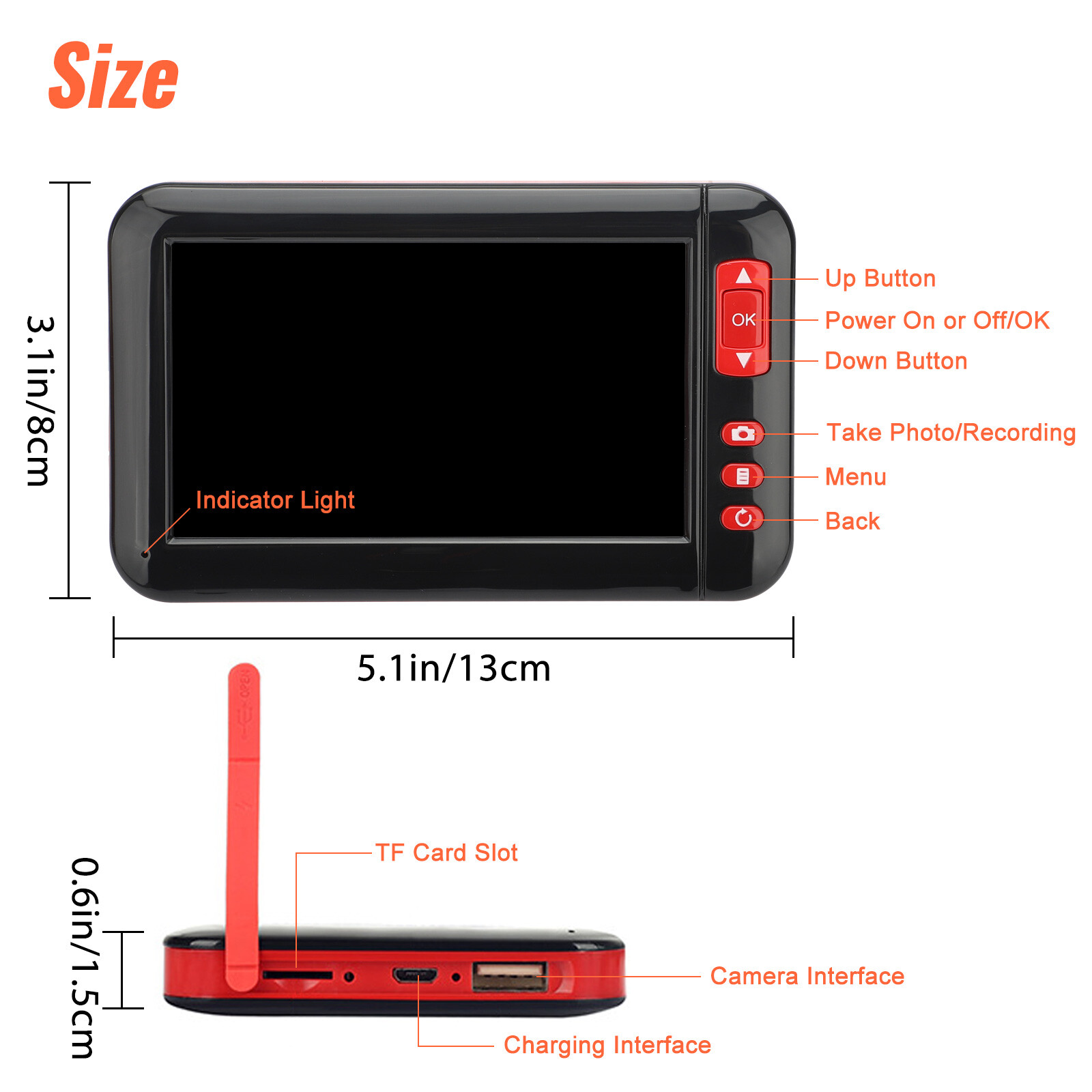 Industrial Endoscope 1080P HD 4.3'' LED Screen Borescope Inspection Snake Camera