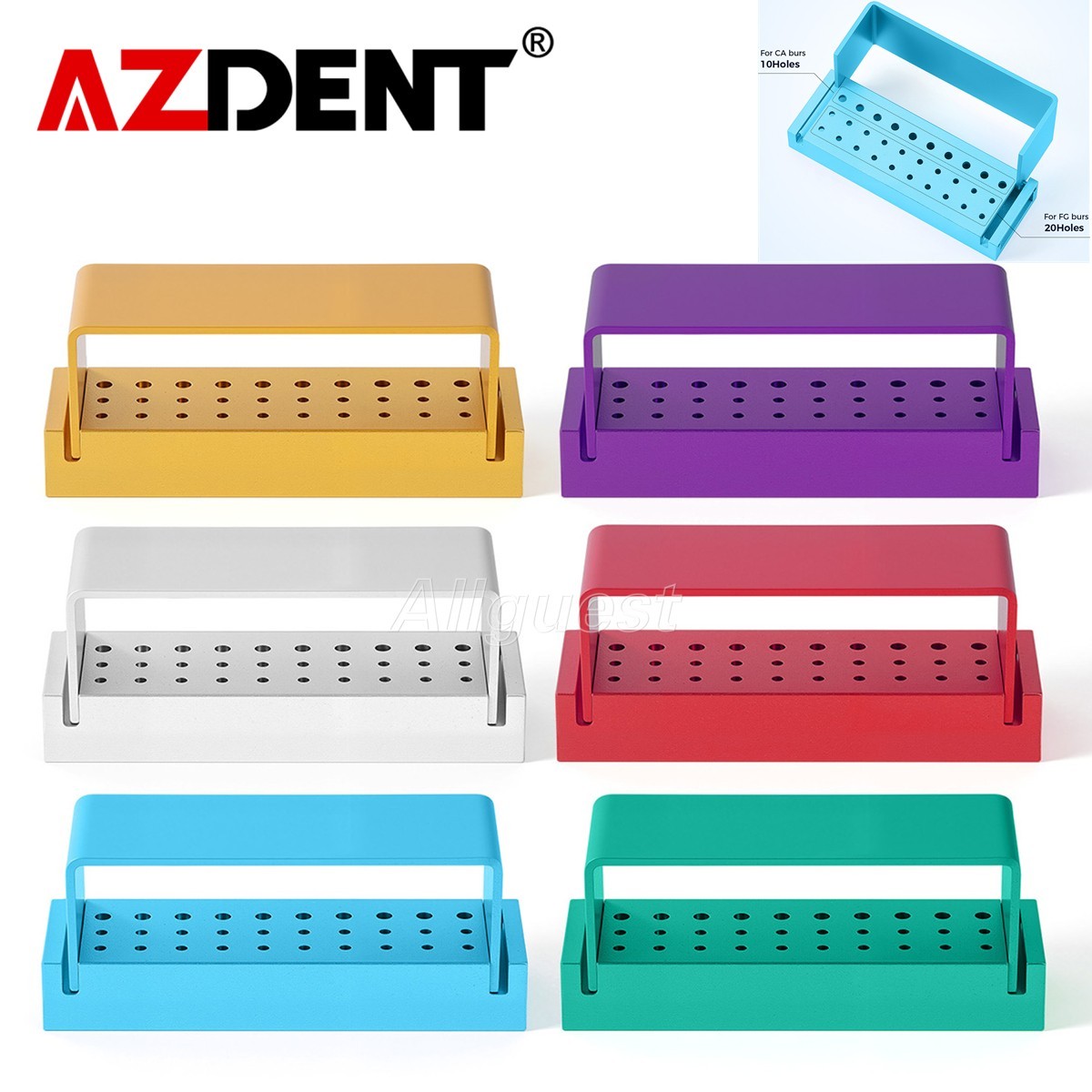 30 Holes Dental Bur Block Holder Disinfection Sterilization Box for RA FG Burs