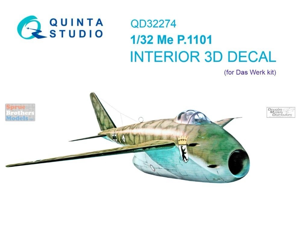 1/32 Quinta Studio 3D Interior Decal #32274 Me P.1101 For Das Werk Kit