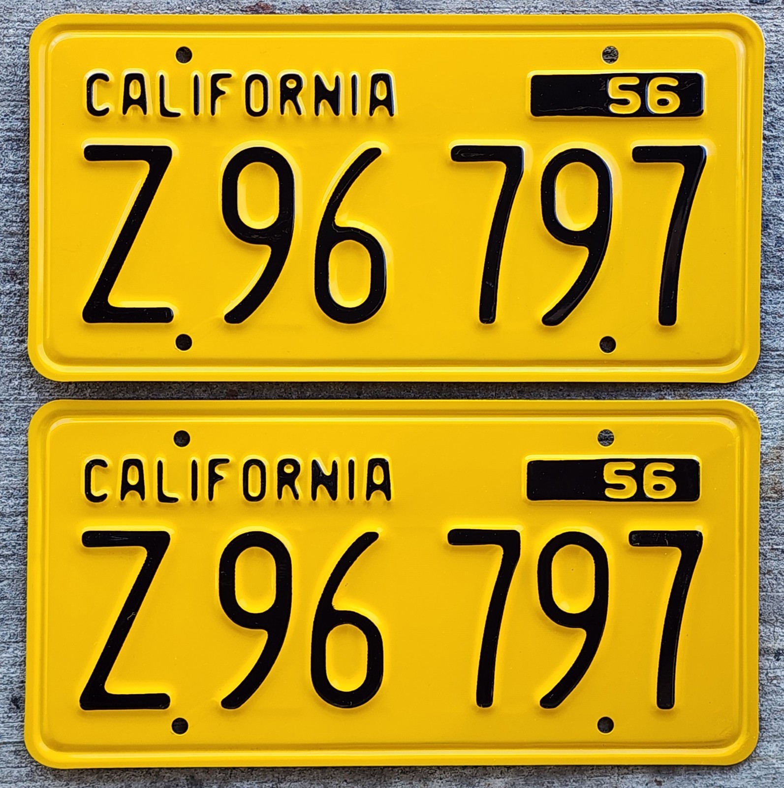 Gorgeous Mint Pair of 1956 California Commercial/Truck License Plates--DMV Clear