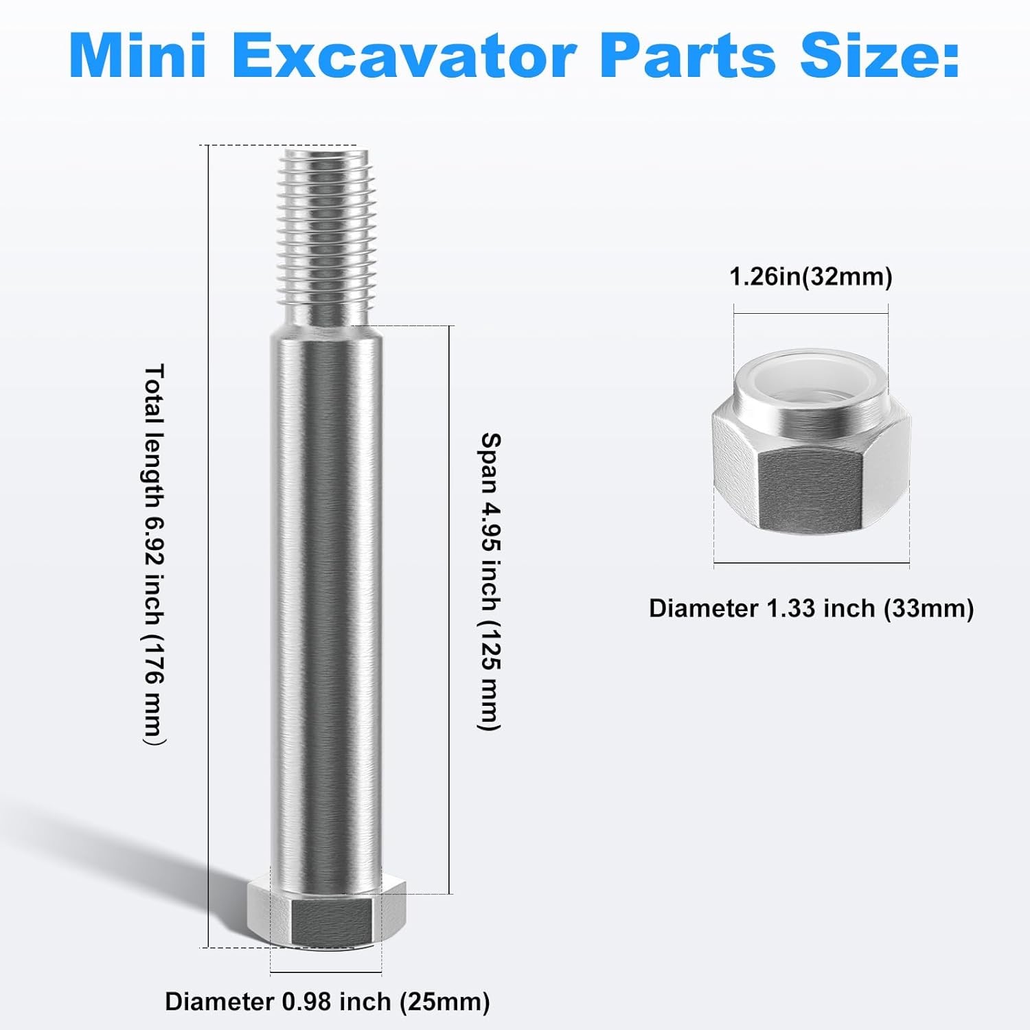 4Pcs 25mm Diamater Pins For Mini Excavator Connecting Linkage Pin Attachments