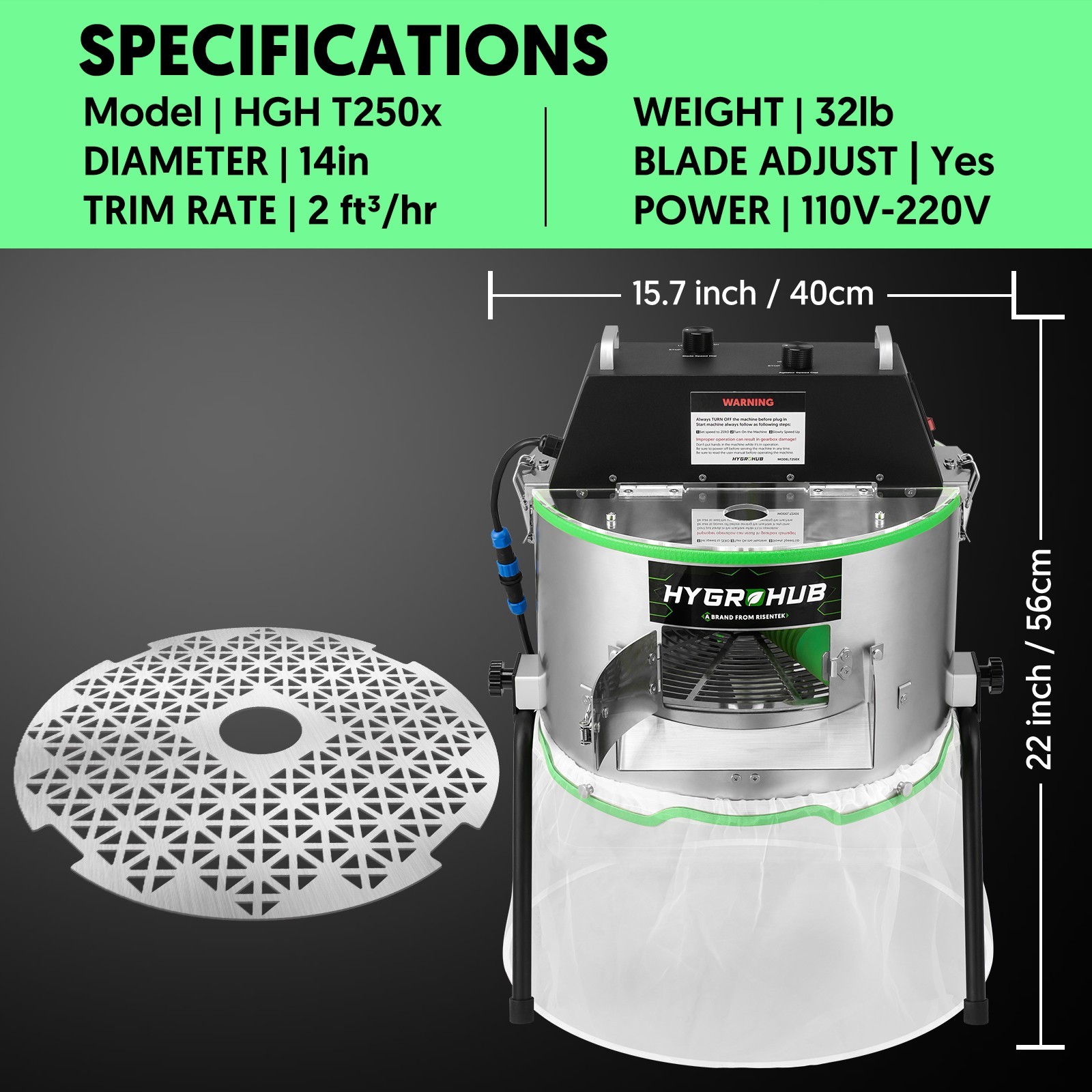 Bud Trimmer 14 inch, Electric Leaf Bowl Trimming Machine, No Plant Damage