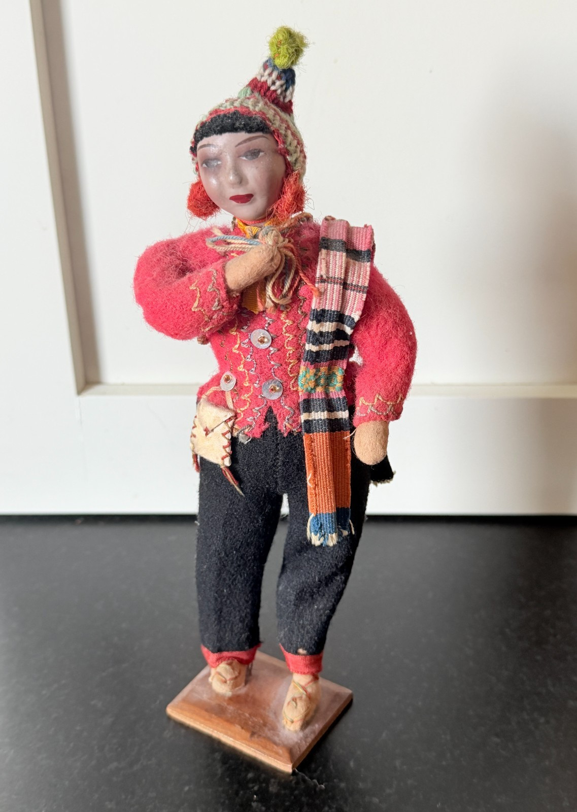 Vintage Peruvian Folk Art Dolls Pair Handcrafted Andean Highland Textile Figures