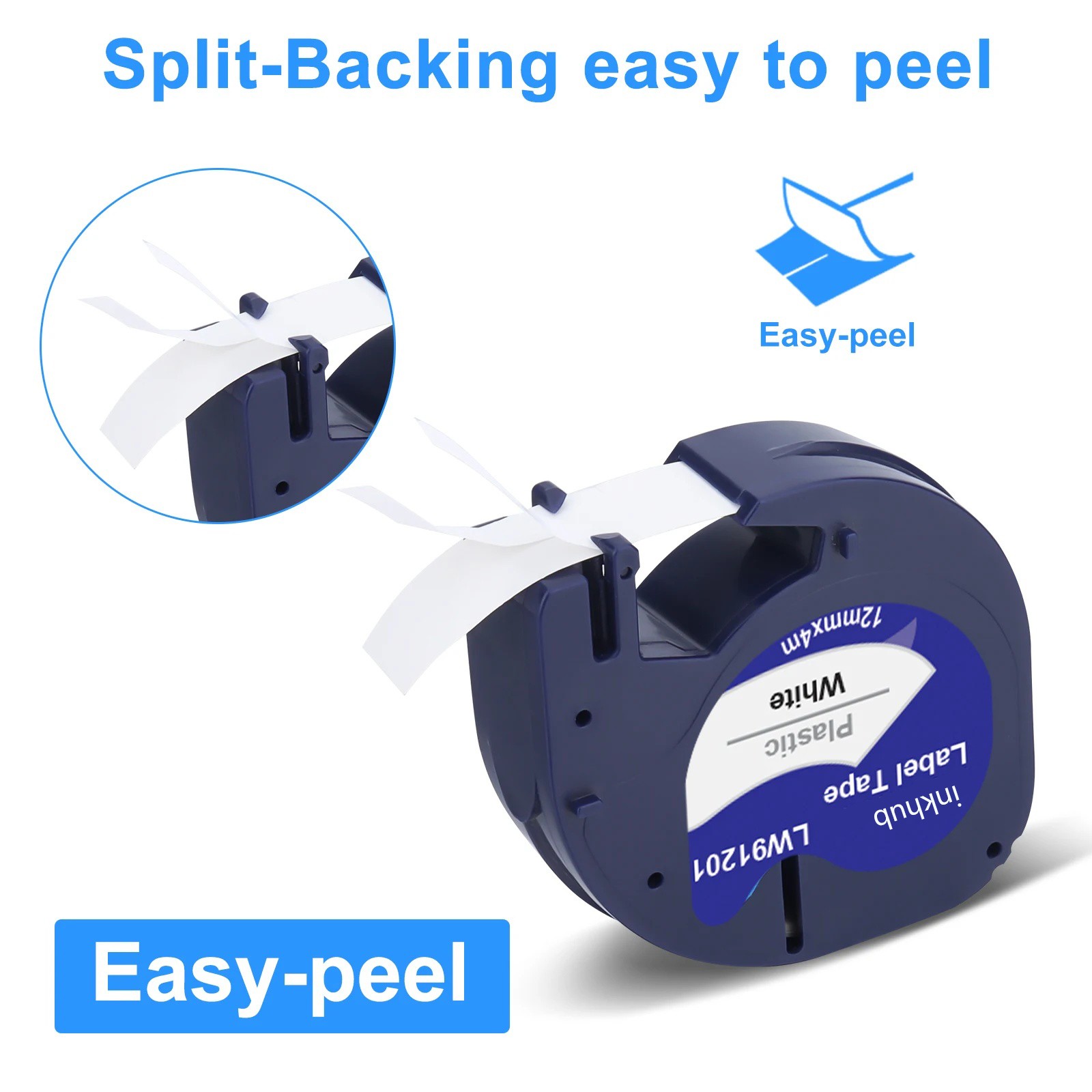 7PK Dymo Letratag Refill 91331 91330 White Plastic 12mm Label Tape 1/2" LT-100H