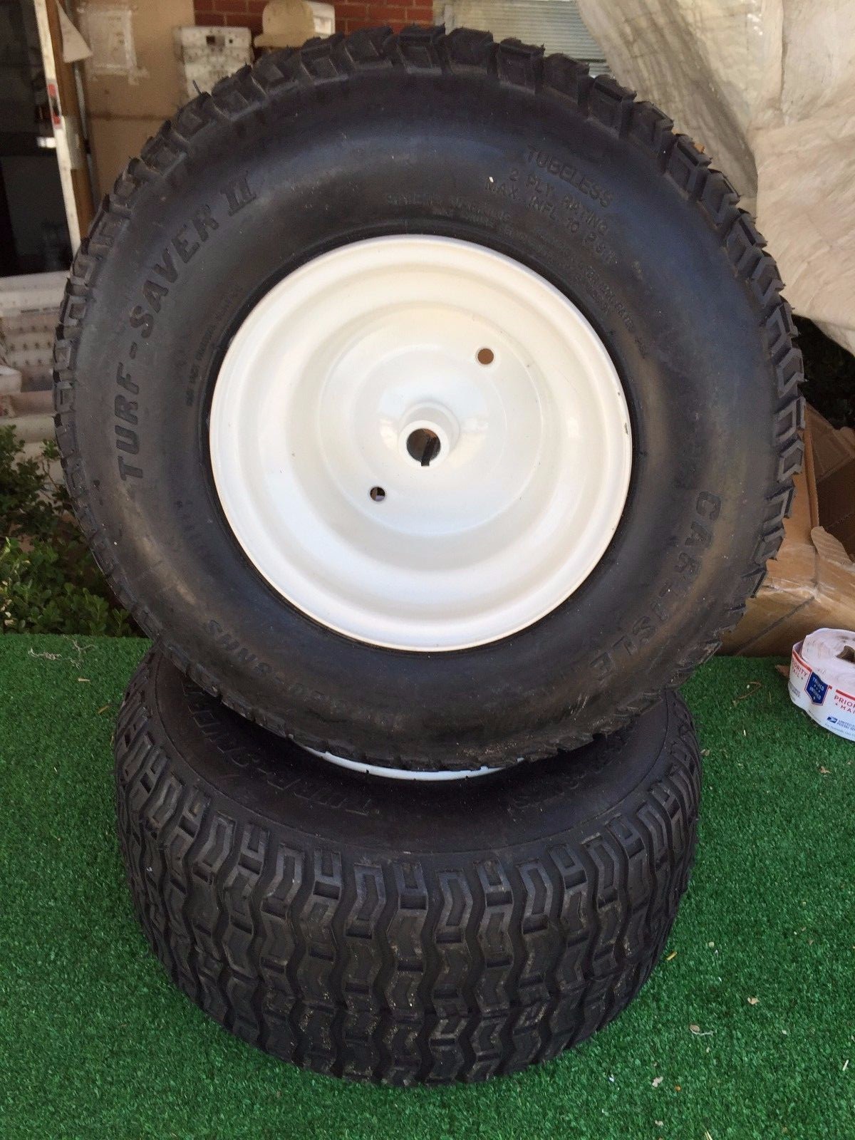 HUSQVARNA 2 OEM CRAFTSMAN POULAN AYP 18x9.50x8 WHEEL ASSEMBLIES 106108 FREE S&H