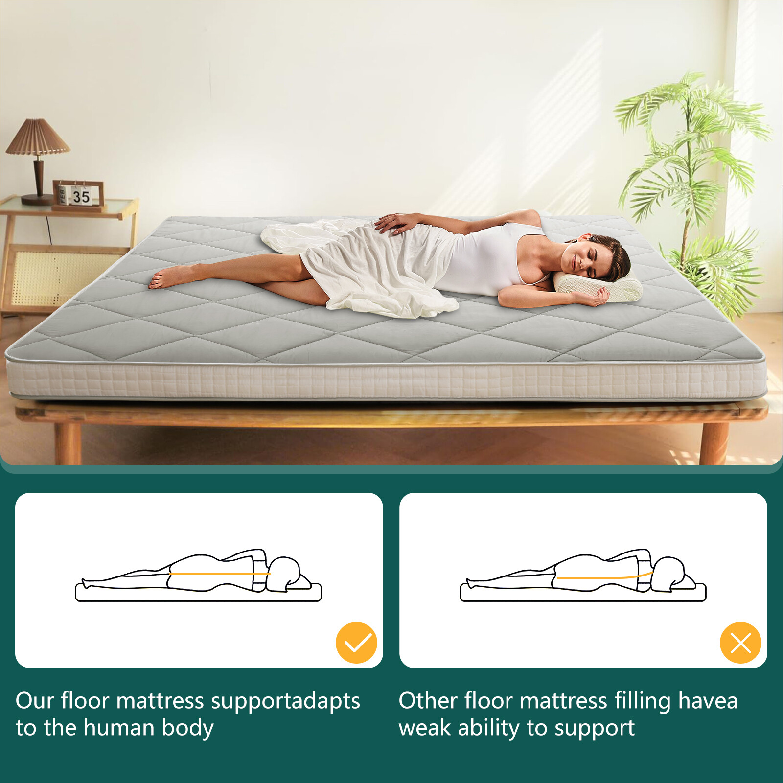 NAIZEA Japanese Floor Mattress Mattress Topper for Back Pain Camp Mattress Mat