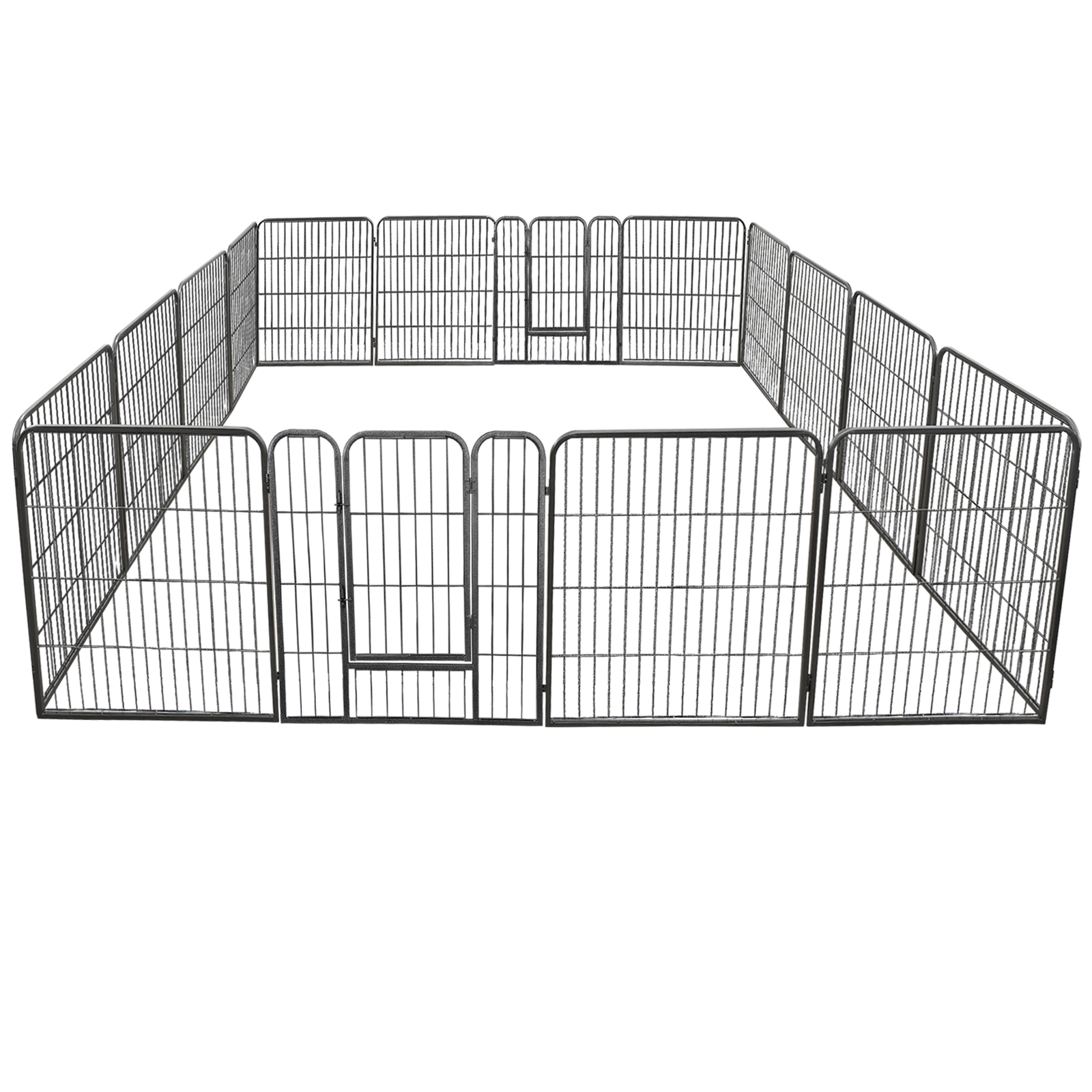16 Panels 32Inch Dog Pen Fences 2 Doors Metal Barrier for Small/Medium Dogs