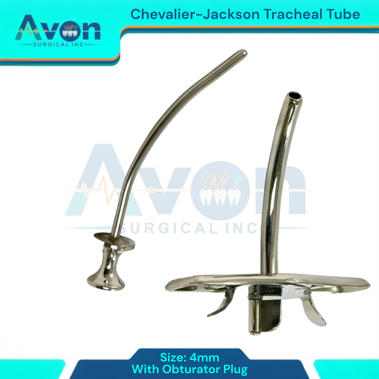 Jackson Tracheal Cannula Tube with Obturator Plug, Metal, Tracheostomy Tool, 1pc