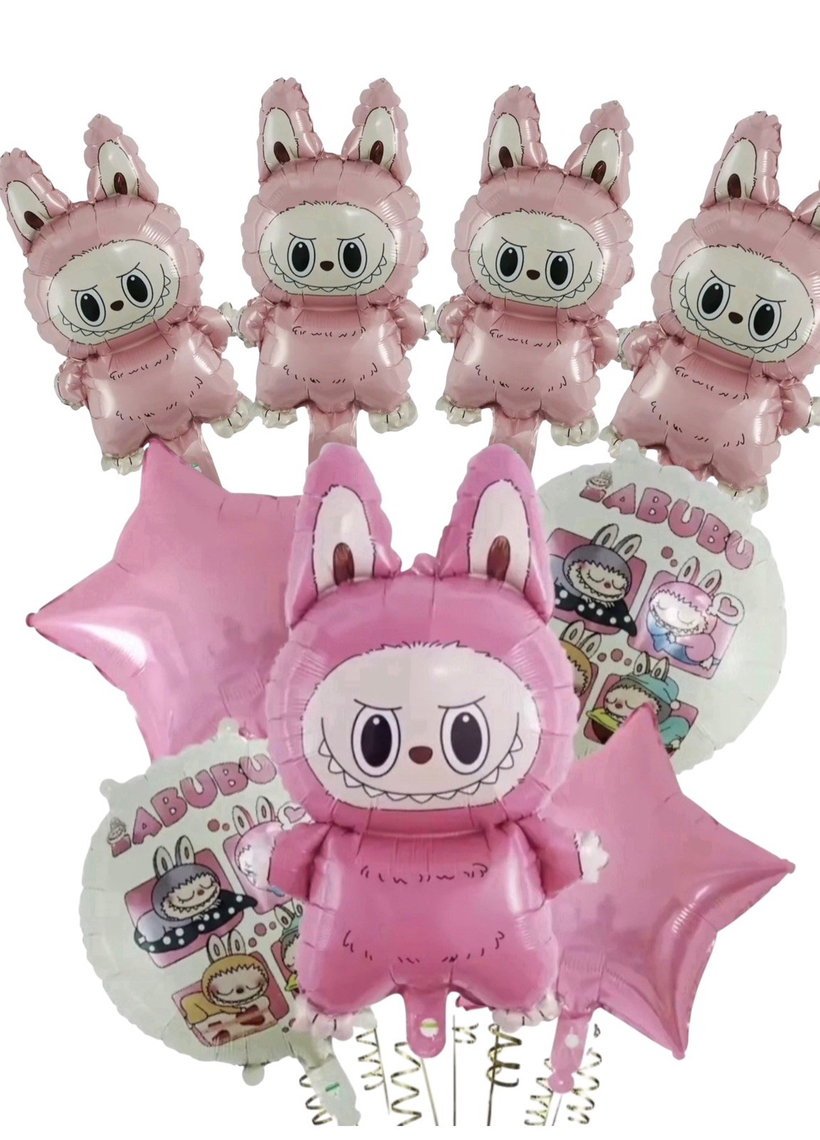 Labufus , happy birthday balloons set/9pcs/Pink
