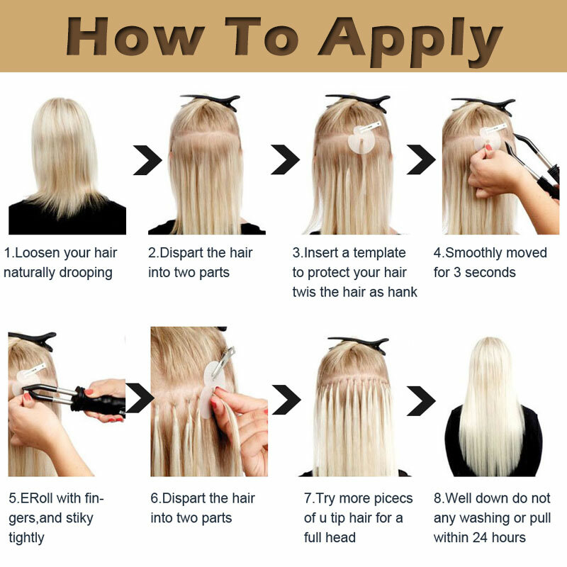 Thick Russian Flat Pre Bonded Real Remy Human Hair Extensions Nail U Tip Keratin