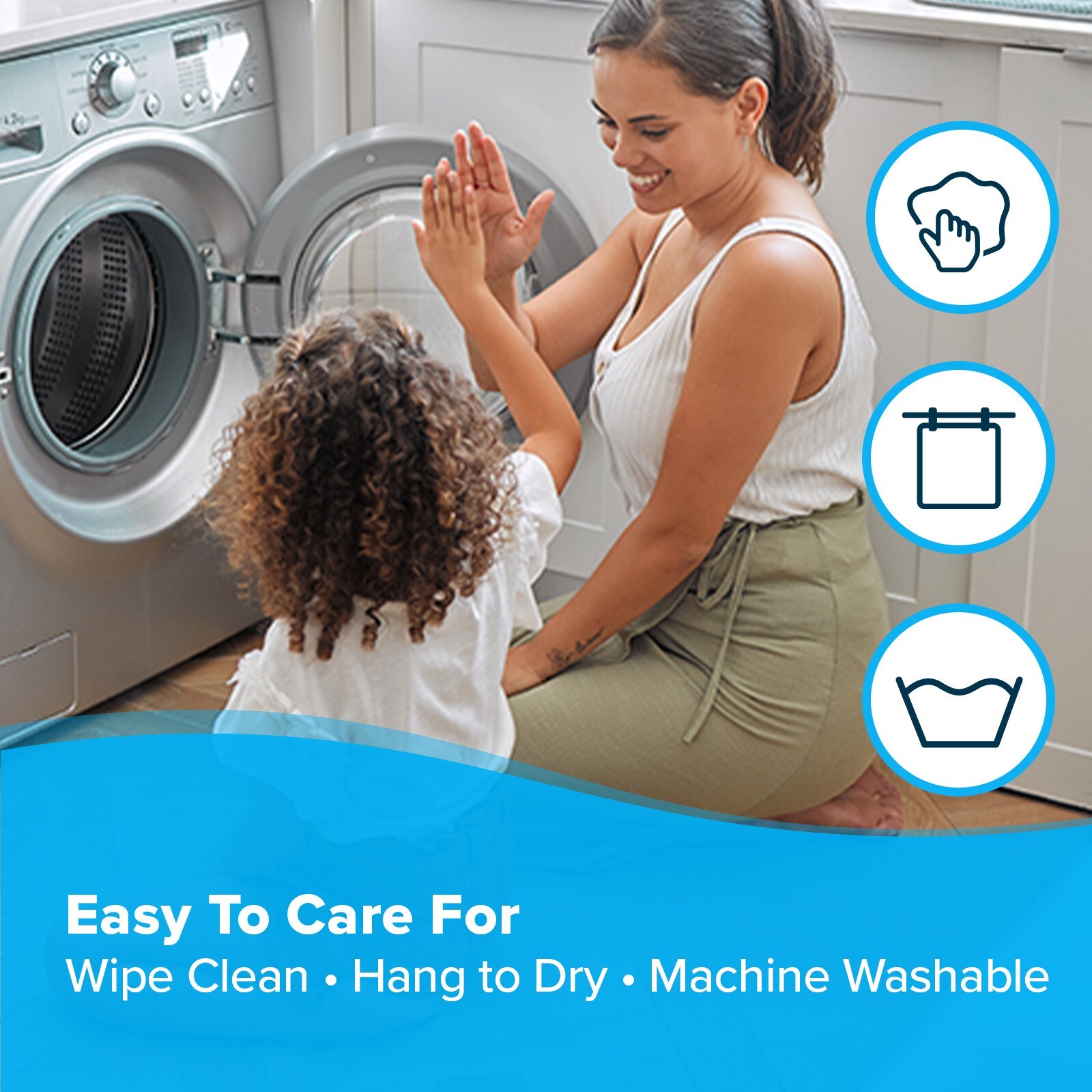 Large Non-Slip Shower Mat with Drain Holes: Black Square Shower Mat