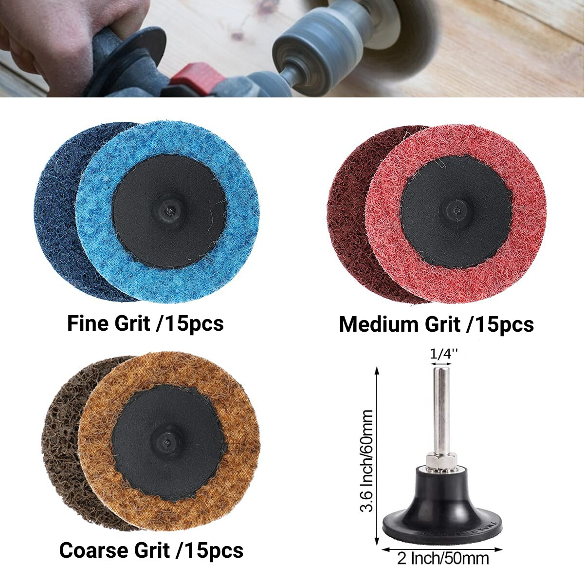 2 inch Roll Lock Surface Prep Conditioning Quick Change Sanding Discs w/ Holder