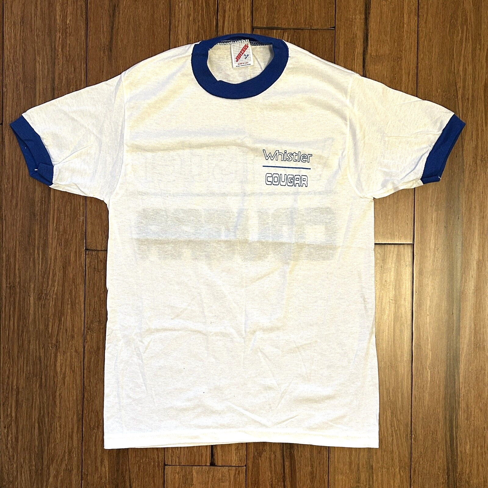 Vintage 80s Whistler Mercury Cougar Motorsports Jerzees Ringer Tshirt Small