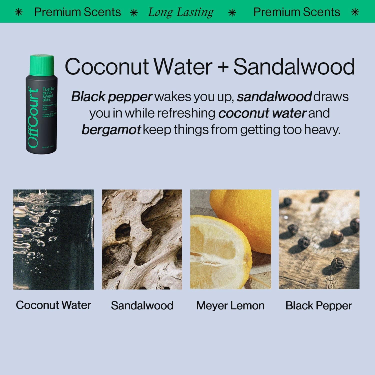 OffCourt Natural Deodorant Body Spray Aluminum Free Men Women 3.4 oz