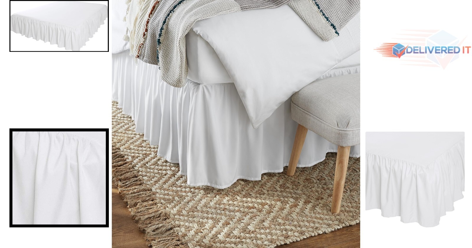 Queen Bed Skirt 100% Polyester 16" Drop Ruffled Classic Easy Care Stylish