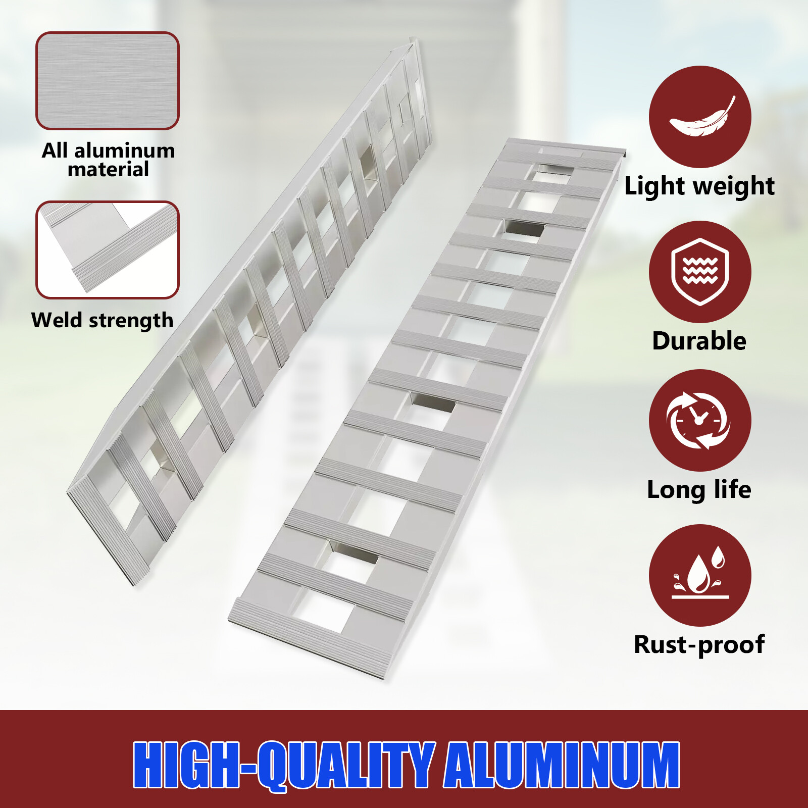 Pair Aluminum 6800LBS Hook End Ramps For Truck Car Auto Trailer 60''X15''