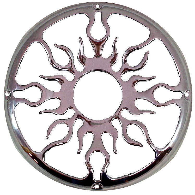 Car Audio Flame Polished Steel 12" Universal Subwoofer Speaker Grill Cover