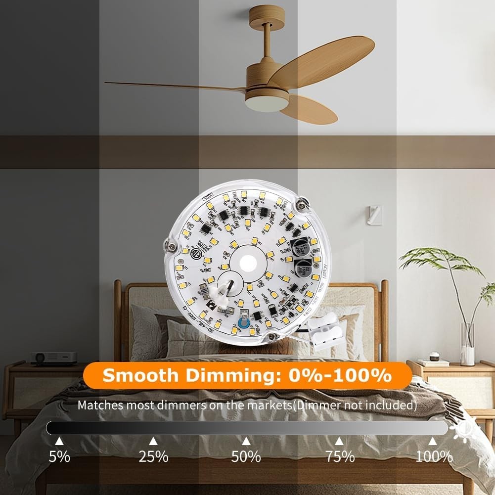 4 Inch Ceiling Fan LED Light Replacement 6000K, 18W LED Retrofit Kit