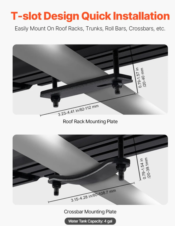 4.0 Gallon Self-Pressurized Water Tank for Camping Showers, Multiple Mounting