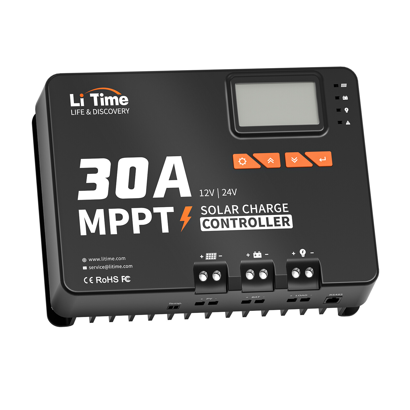 Litime 30 Amp 12V/24V DC Input Bluetooth MPPT Solar Charge Controller