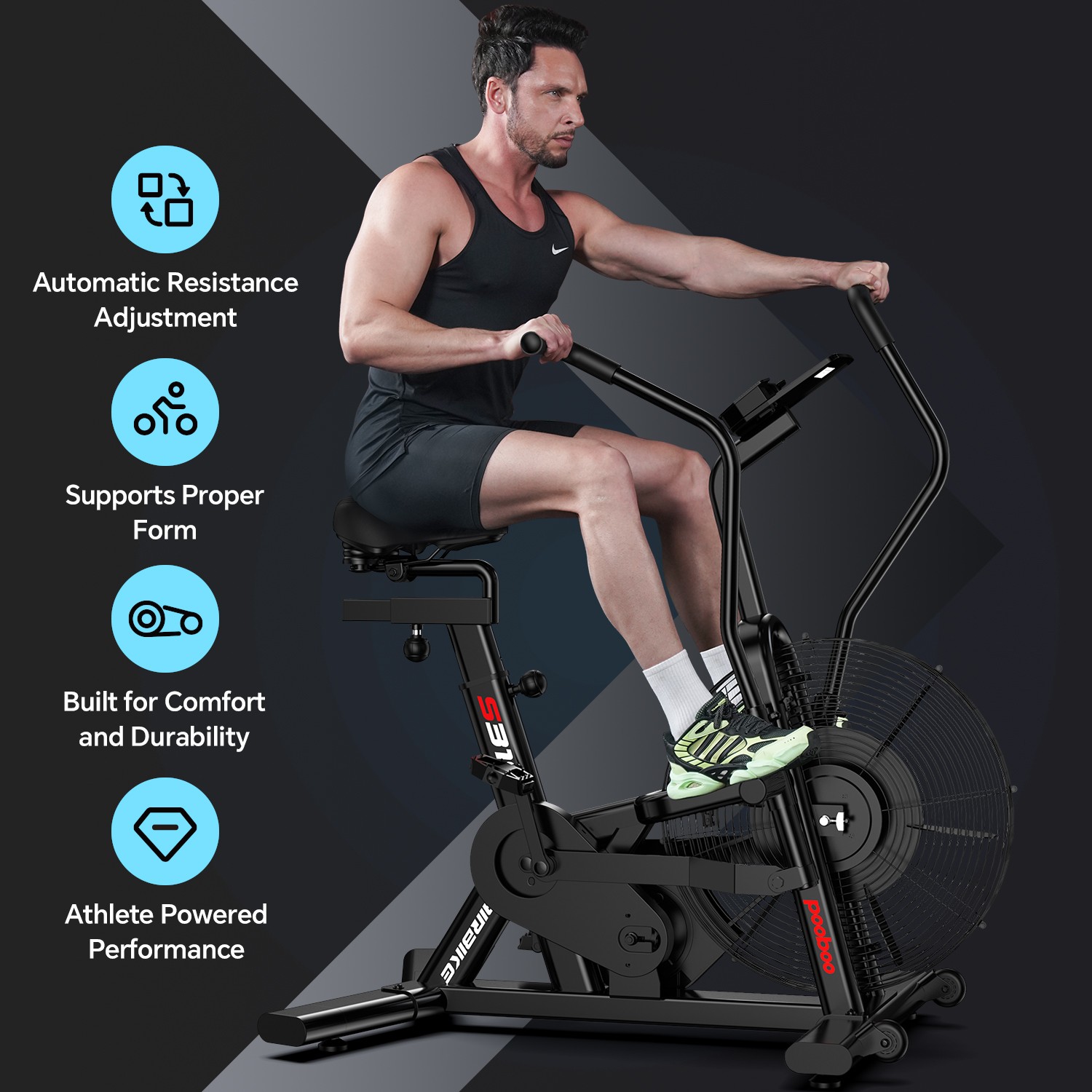 Home Fitness Fan Bike Indoor Cycling Exercise Bike Workout Bike Air Resistance