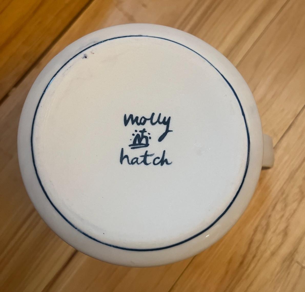 Molly Hatch Anthropologie French Bulldog 14oz Coffee Mug Blue Cream Hand Painted