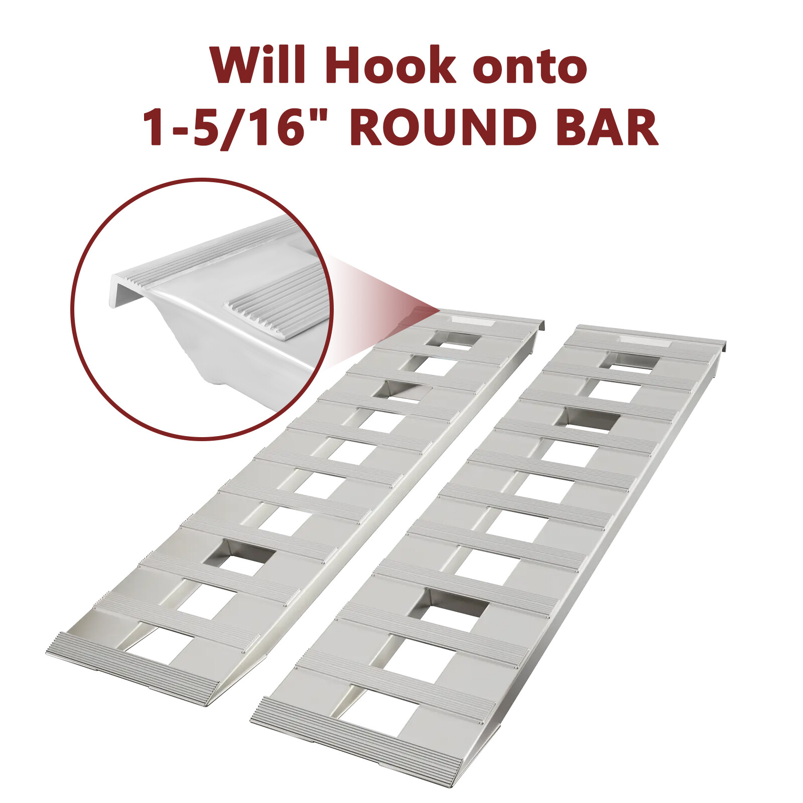 Pair Aluminum 6800LBS Hook End Ramps For Truck Car Auto Trailer 60''X15''