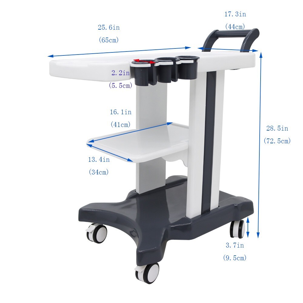 3 Holes ABS Mobile Trolley Cart for Portable Ultrasound Scanner System w/Wheels