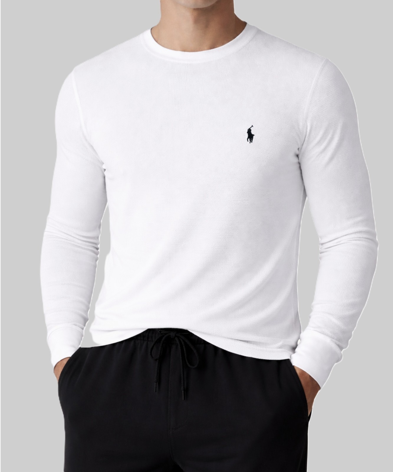 NWT - POLO RALPH LAUREN Mens Waffle Knit Thermal Long Sleeve Shirt WHITE - S-XXL
