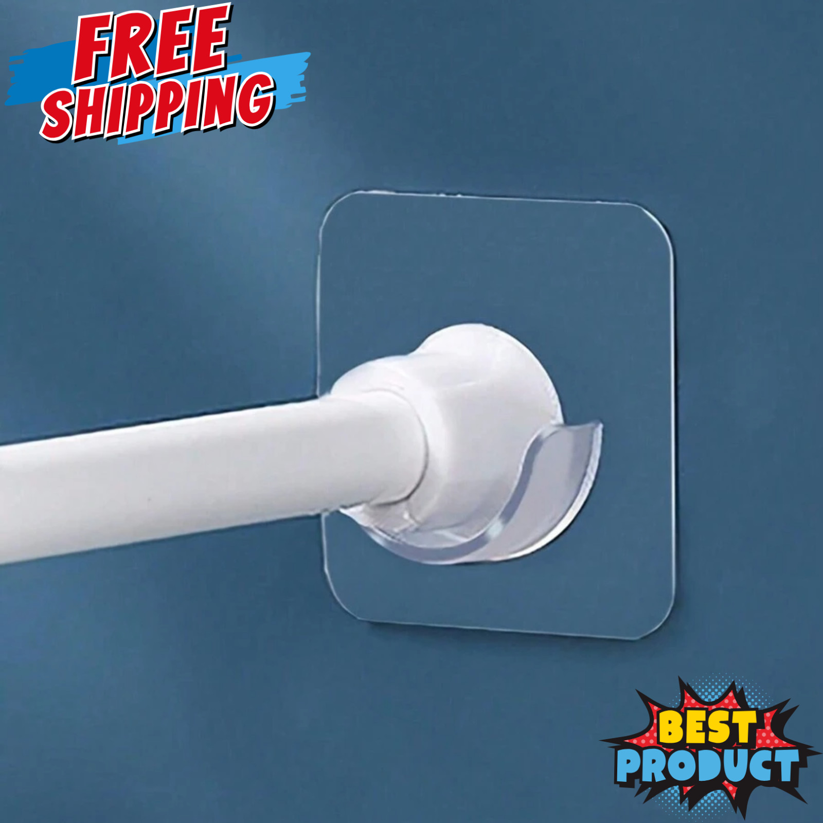 4pcs Adhesive Shower Curtain Rod Holder Wall Mount Transparent Tension Bracket