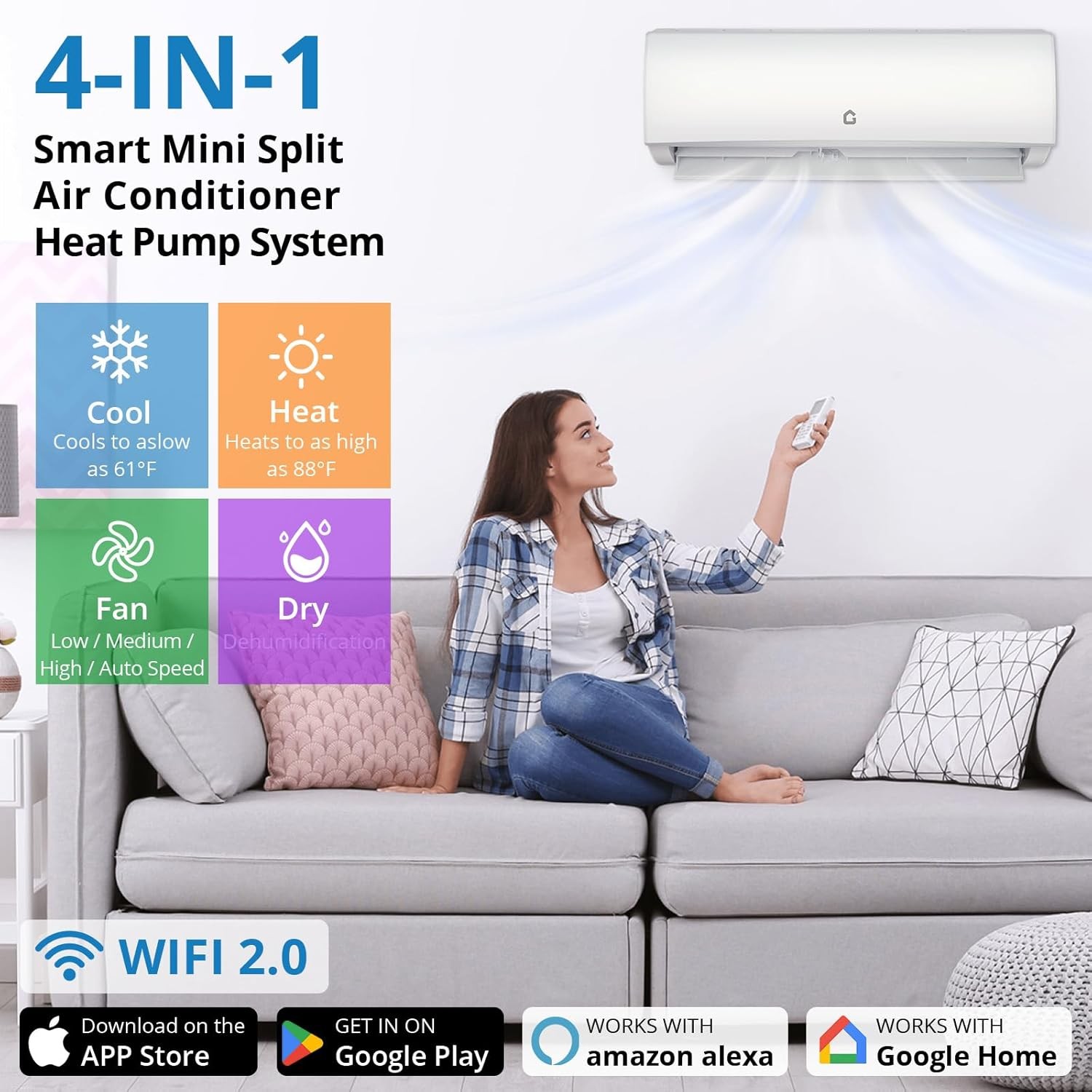4 Zone Mini Split 35000BTU Quad Zone Mini Split Air Conditioner 16Ft Copper Line