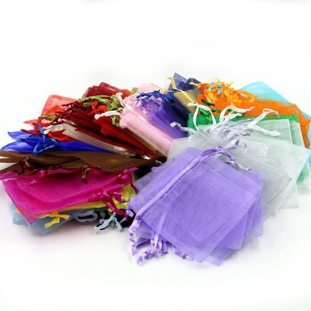 100pcs Drawstring Bags Multicolor Wedding Favor Bag Organza Gift Bag Pouch 4"x5"