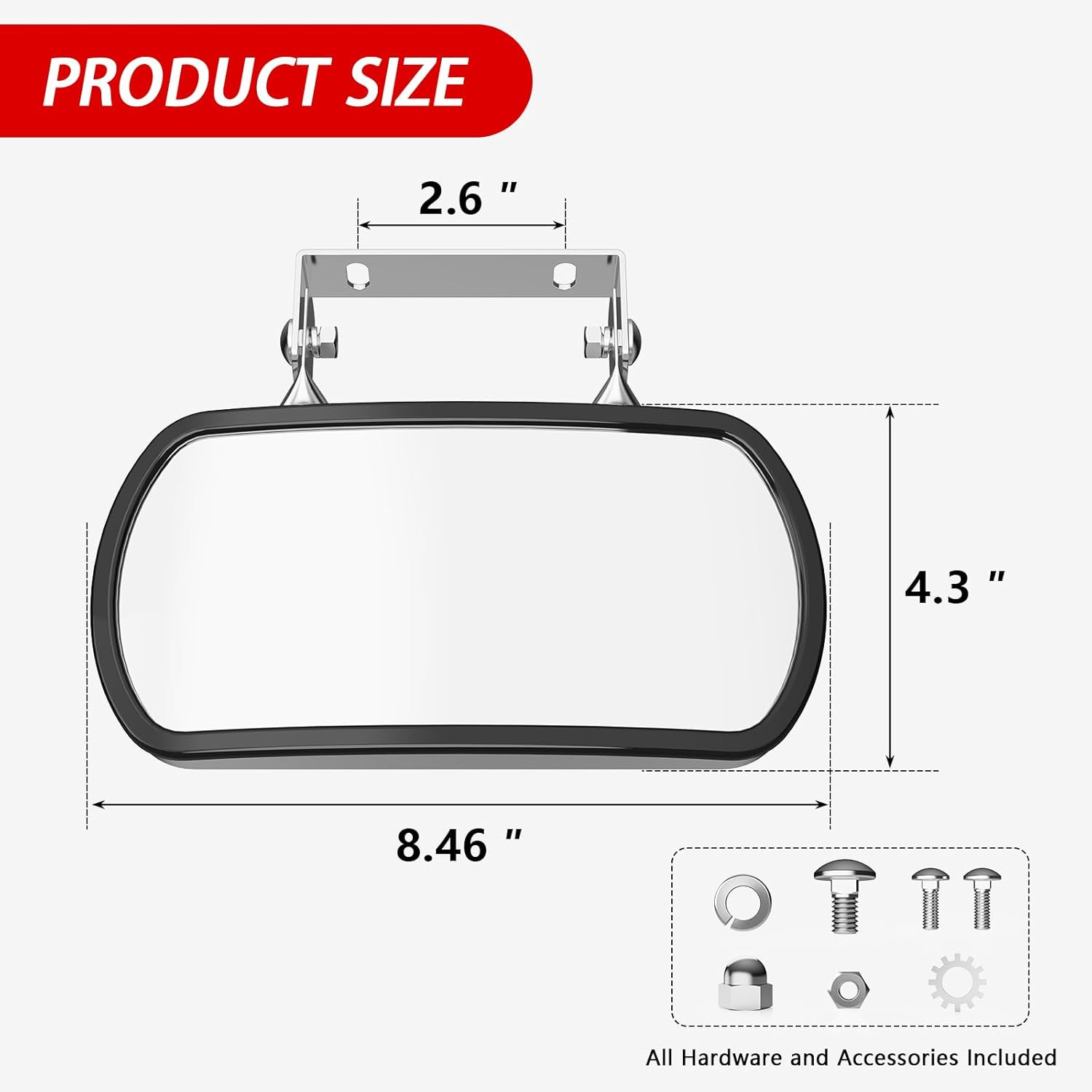 Tractor Mirror, Stainless Steel Rearview and Side Mirror for Tractors, Forklifts