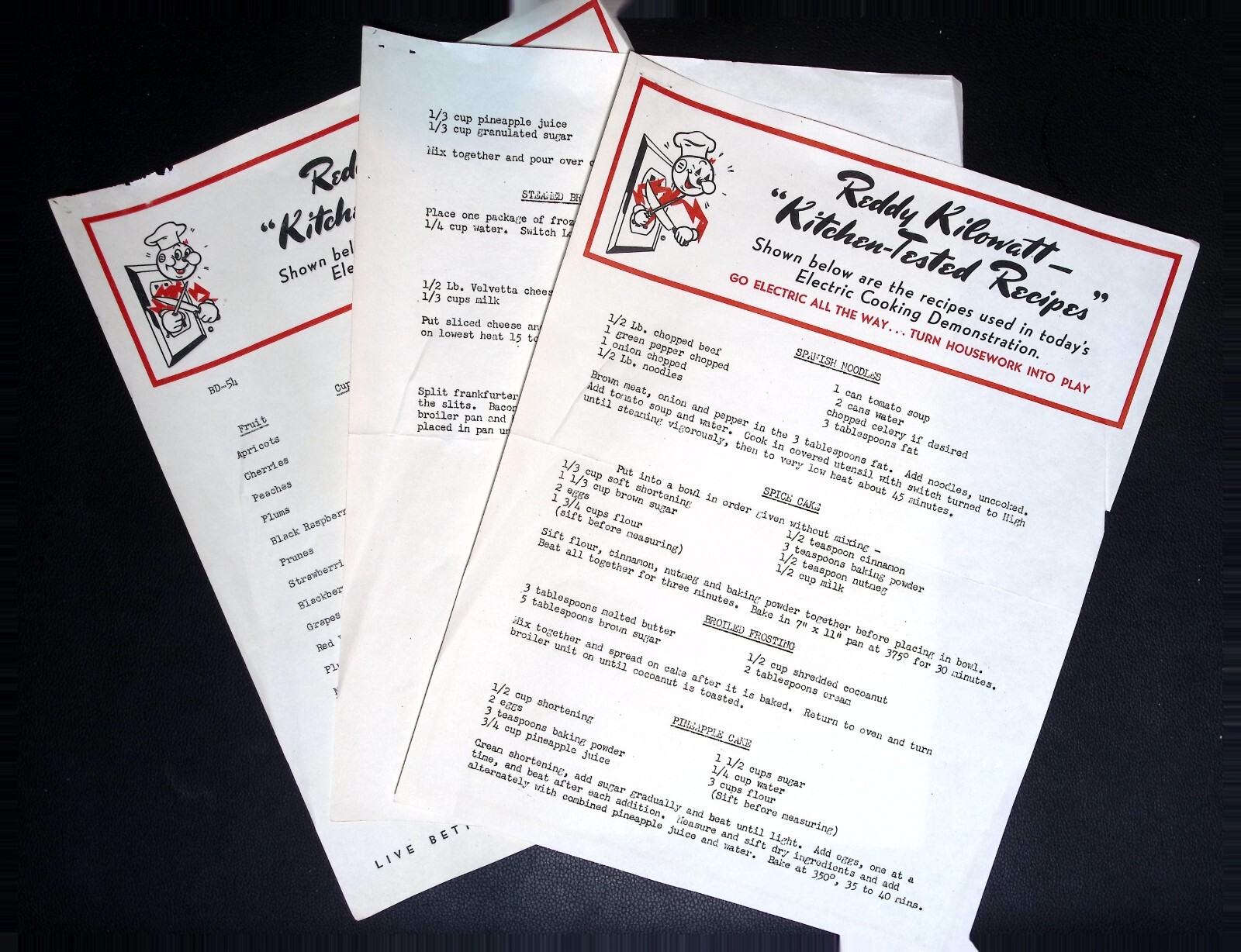 Vintage Reddy Kilowatt Kitchen-Tested Recipes Electric Cooking Brochures