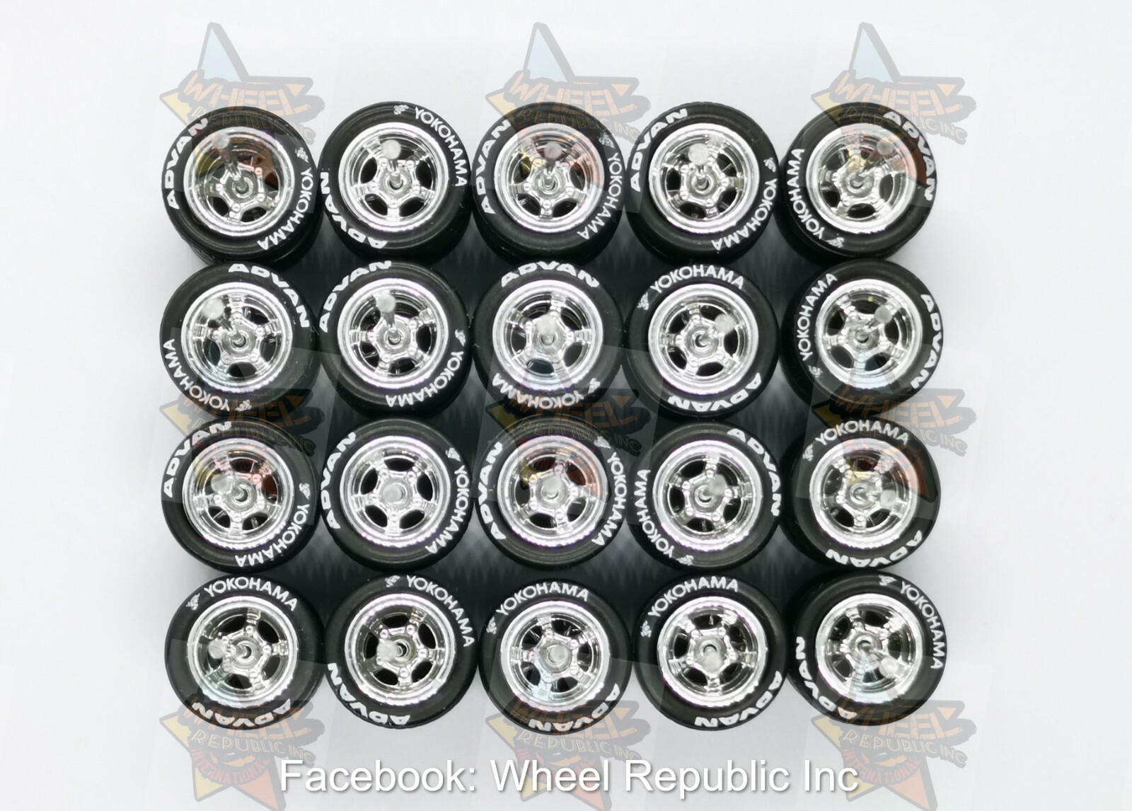 Hot Wheels 5 Spoke Long Axle Rubber Tire - 10 sets JDM (Chrome) 10 mm 1:64