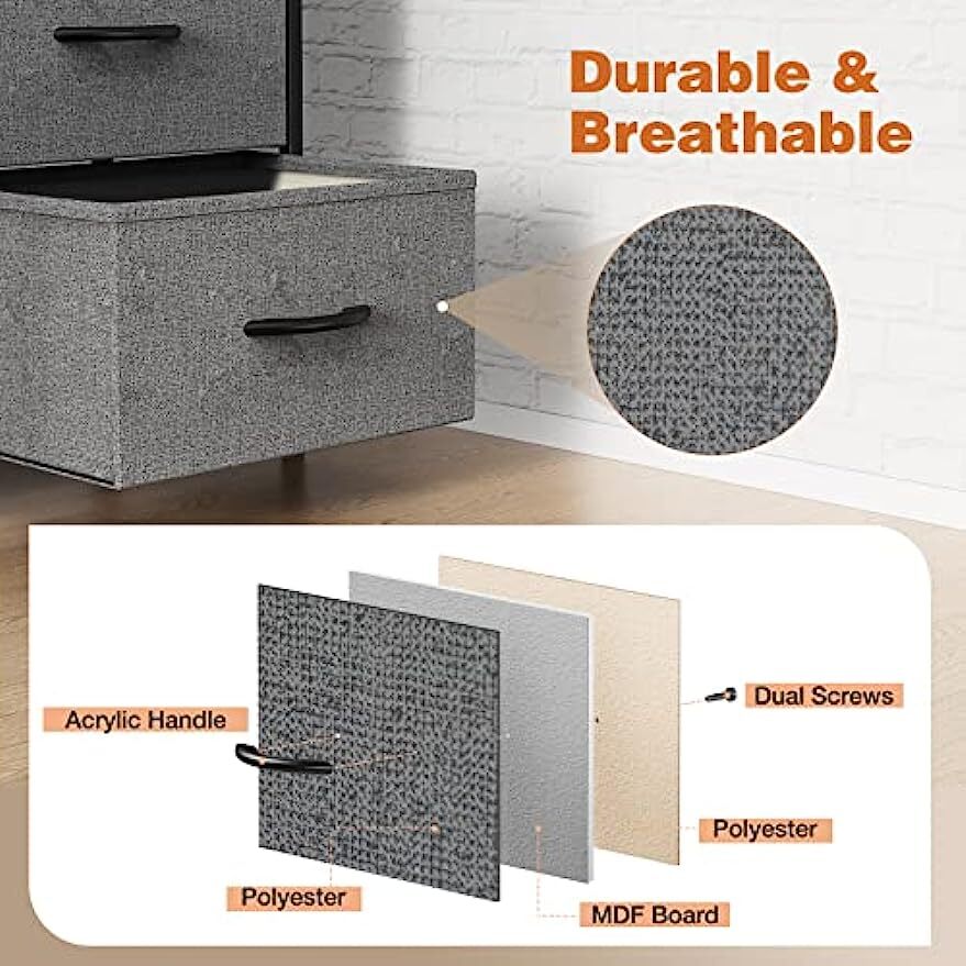 9 Storage Drawer Dresser for Bedroom Tall Wood Dresser with Fabric Storage Tower