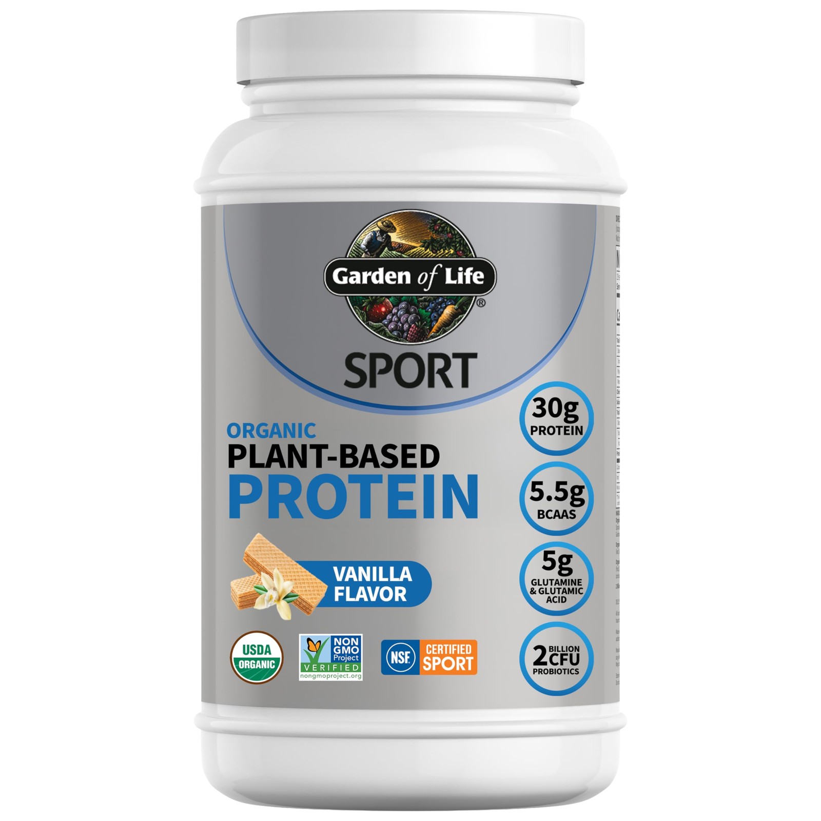 Garden of Life Sport Organic Plant-Based Protein Powder, Vanilla, 19svgs, 5/26