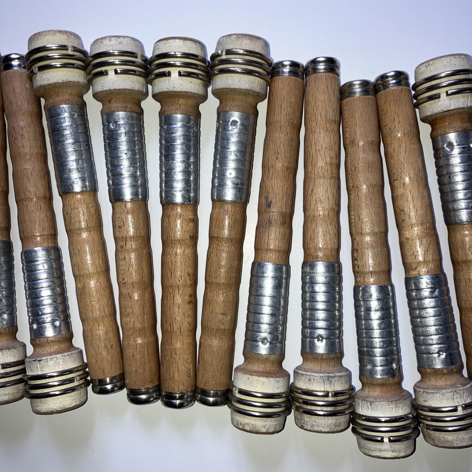 Lot of 12 Textile Mill Wooden Vintage Spools Bobbin Quills 7" Primitive Lot #1