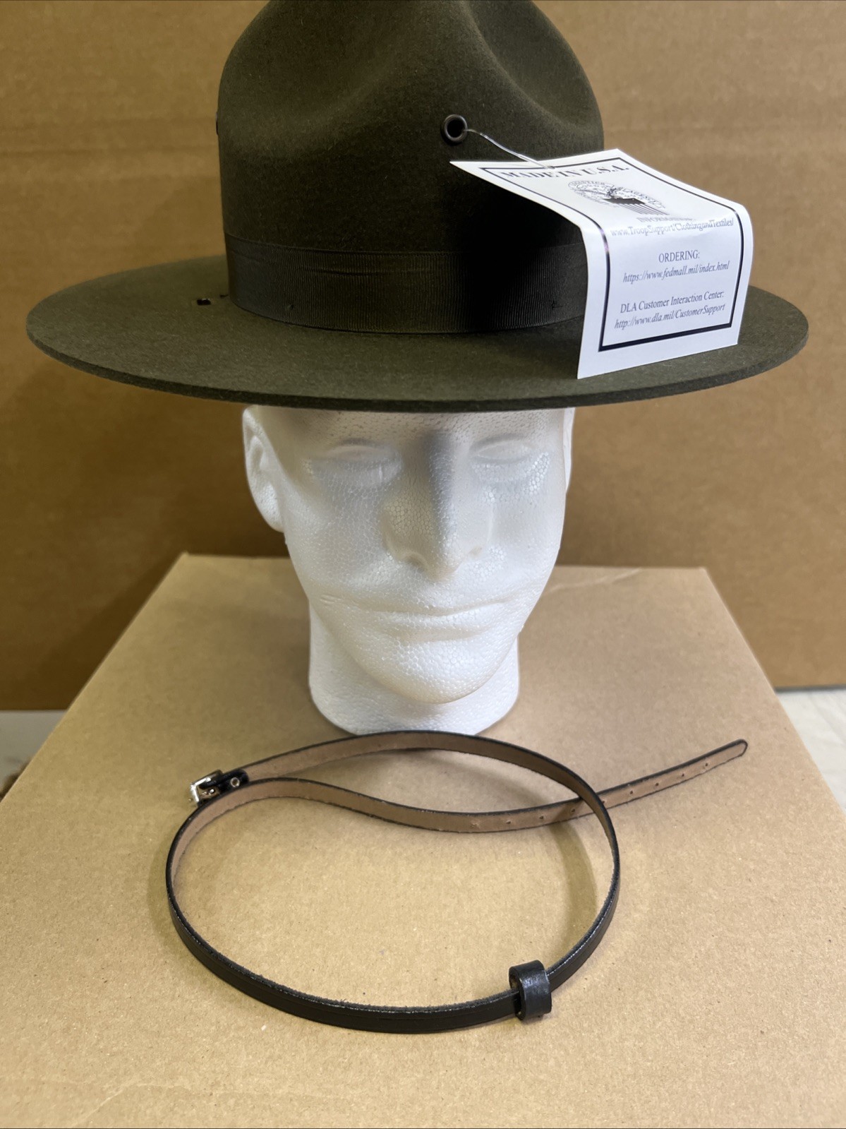 US Army Drill Instructor Sergeant Campaign Military Hat Stratton 6 1/8 NEW OD XS