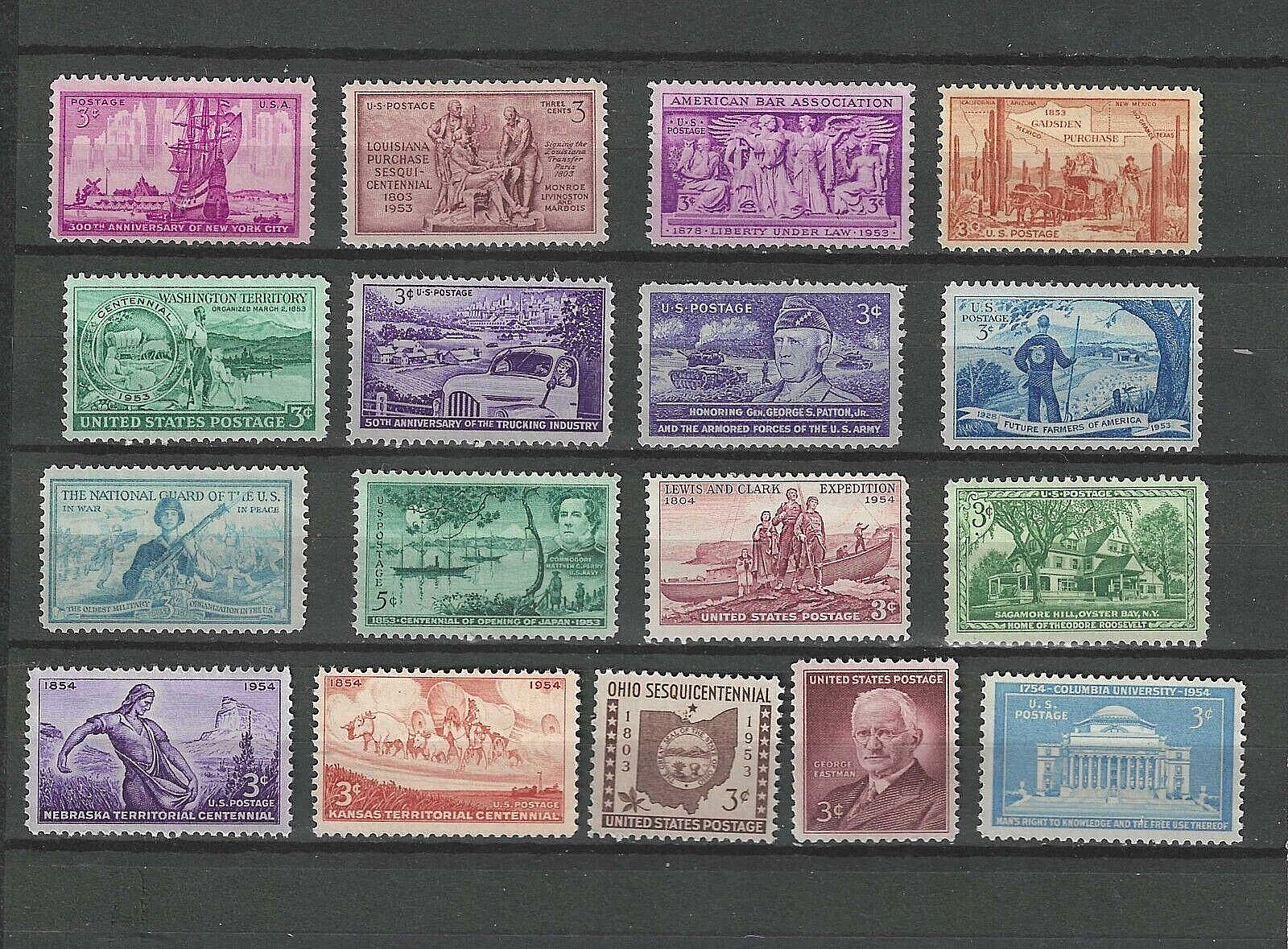 1953-1954 Full Year Set of US Commemorative Stamps SC# 1017-29, 1060-63  MINT NH