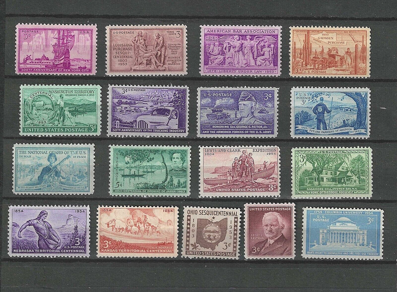 1953-1954 Full Year Set of US Commemorative Stamps SC# 1017-29, 1060-63 MINT NH
