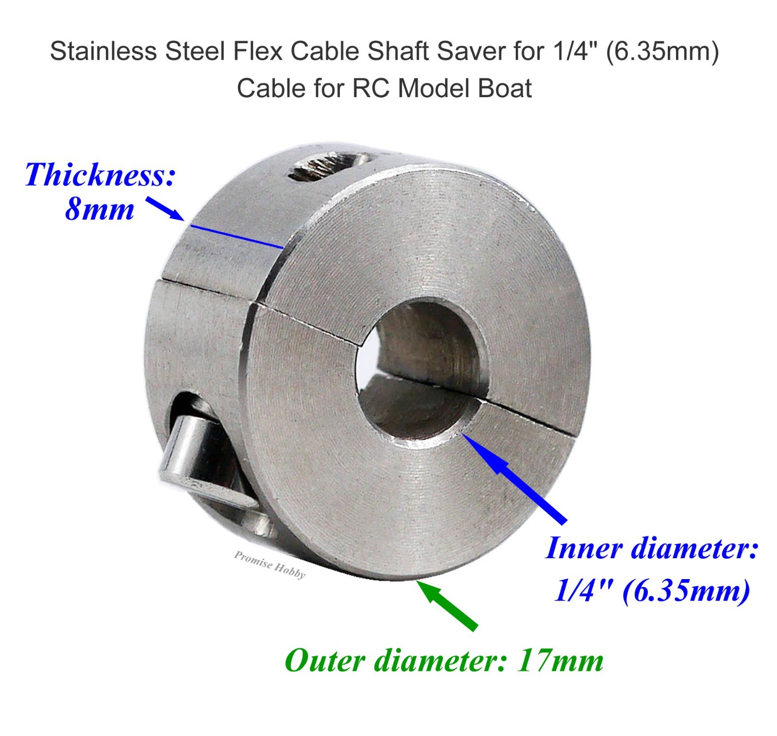 Stainless Steel Flex Cable Shaft Saver for 1/4" (6.35mm) Cable for RC Model Boat